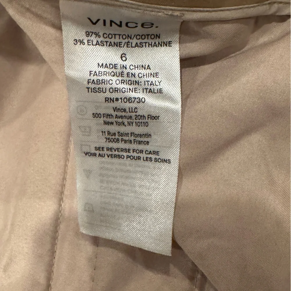 Vince Cotton Stretch Bootcut Trouser Khaki Tan Brown size 6